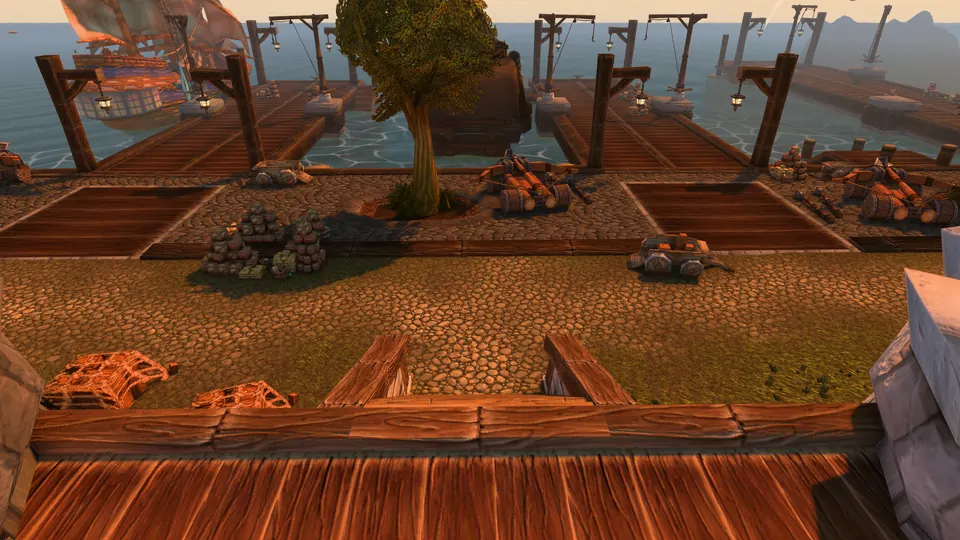 Die Stege im Hafen von Sturmwind am Nachmittag