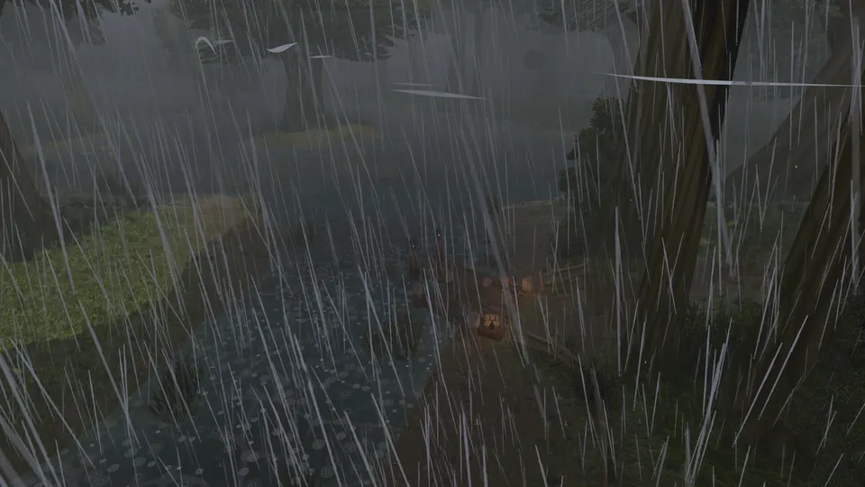 Derselbe Weg im Gewitter