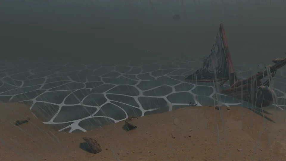 Meer an der Küste von Westfall bei Regen